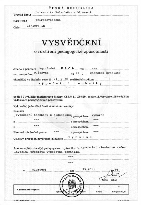 Vysvden o ukonen roziujcho studia vpoetn techniky
