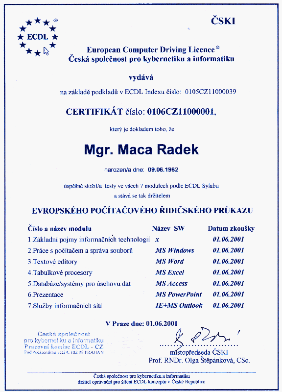 [ECDL certifikt]