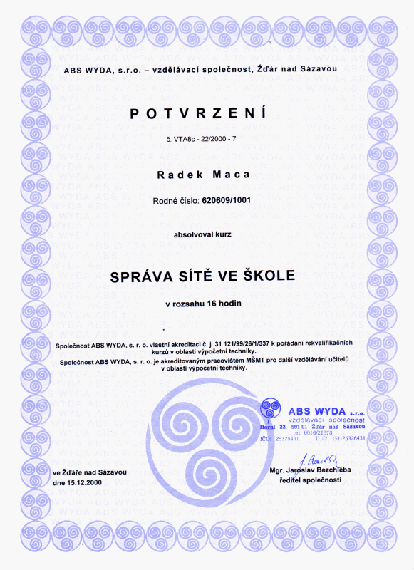 [Certifikt Sprvce st ve kole]